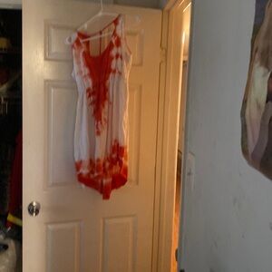 Red and white tie dye sun dress